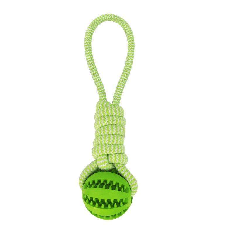 Interactive treat ball with hemp rope—durable, bite-resistant, and perfect for small dogs' chewing and dental care - Dailyy shoplio