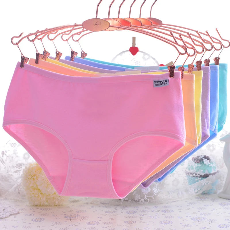 1Pcs Candy Color Cotton Panties – Seamless, Breathable, Mid-Waist