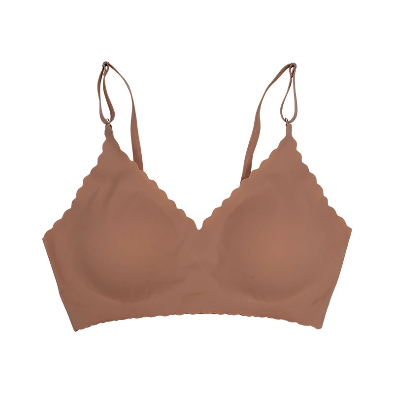 Seamless Wire-Free Padded Bra – 9 Colors, Wavy Edge, Invisible Yoga Wear
