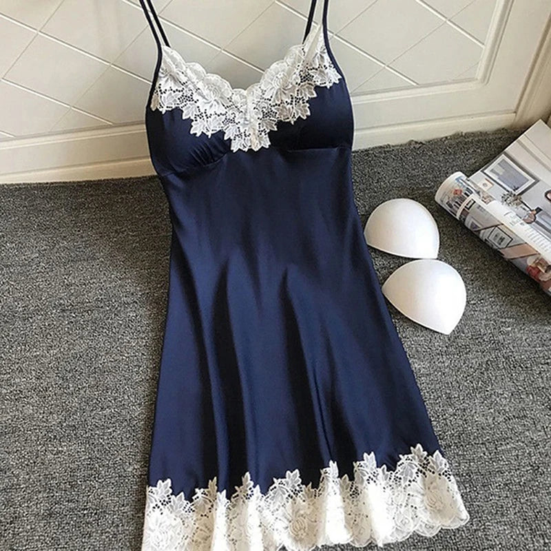 Women’s Silk Satin Nightdress – Sexy Lace, Sleepwear & Lounge Essential!