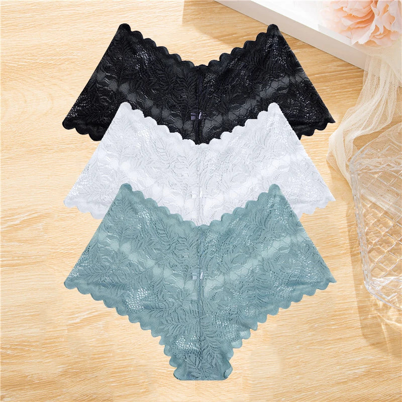 3PCS Lace Boyshorts – Low-rise, floral, sexy lace underwear