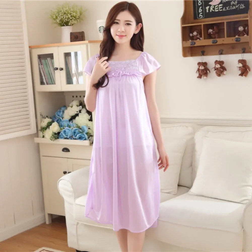 Sexy Plus Size Ice Silk Satin Nightgown – Smooth, Stylish & Comfy!