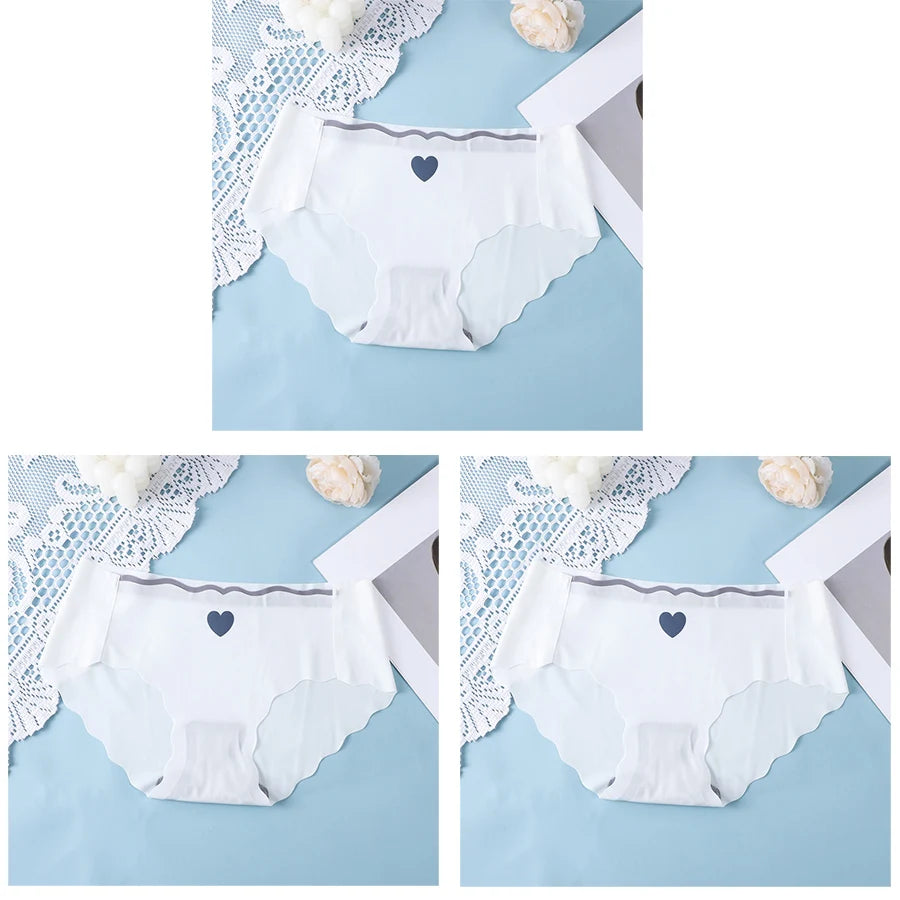 3PCS Set Sexy Ice Silk Mid-Waist Seamless Briefs