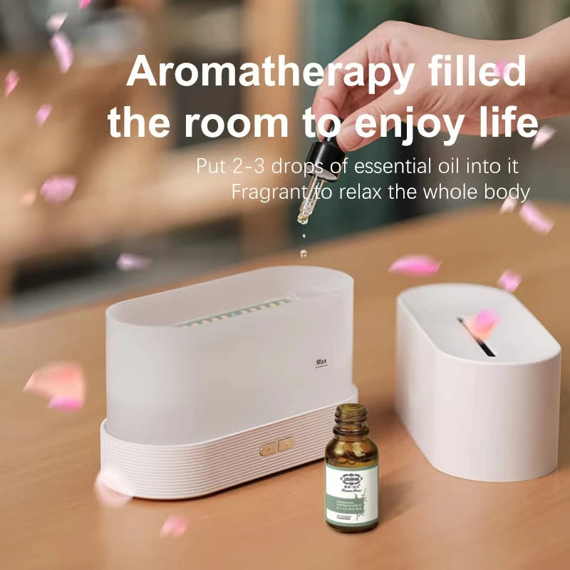 Vissko Aroma Flame Diffuser – 180ml Ultrasonic Humidifier & Essential Oil Lamp