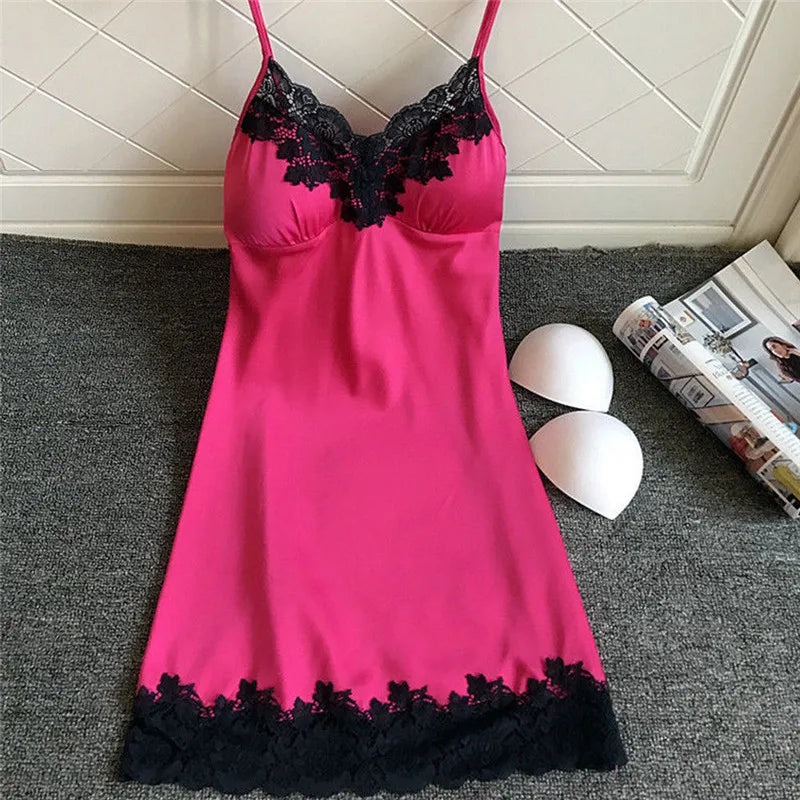 Women’s Silk Satin Nightdress – Sexy Lace, Sleepwear & Lounge Essential!