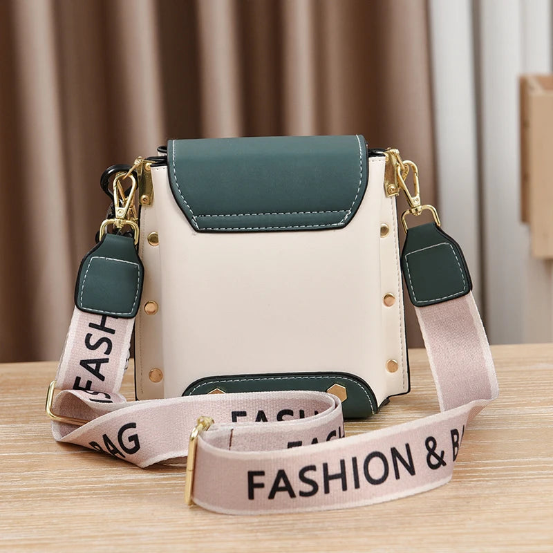 Mini Studded Crossbody Bag – Argyle Embroidery & Chain Decor Handbag for Women
