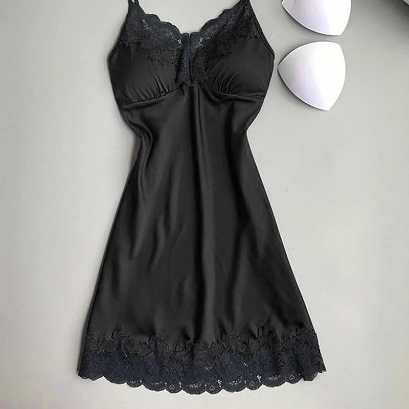 Women’s Silk Satin Nightdress – Sexy Lace, Sleepwear & Lounge Essential!