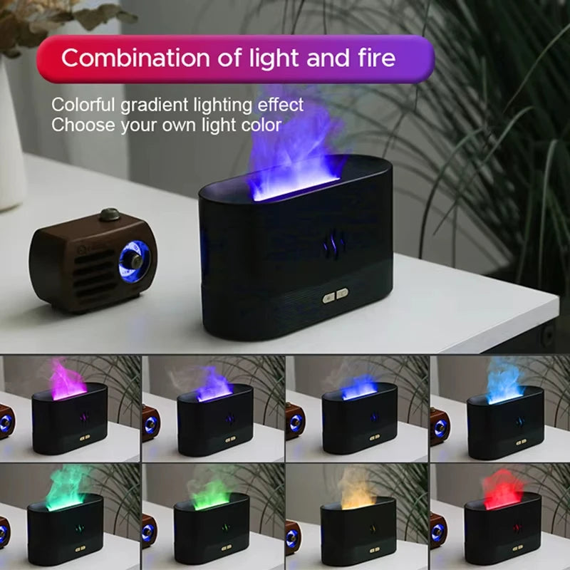 Vissko Aroma Flame Diffuser – 180ml Ultrasonic Humidifier & Essential Oil Lamp