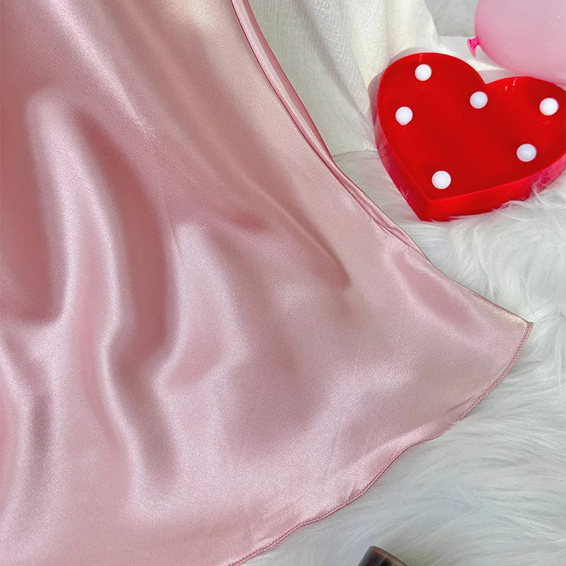 2024 Sexy Backless Silk Nightgown – Light, Breathable & Comfy!