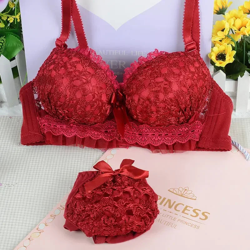 2PCS Women Bra Set – Sexy Pink Bralette & Underpants, Fashionable Lingerie Set for Ladies.