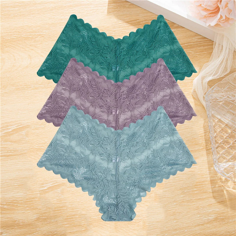 3PCS Lace Boyshorts – Low-rise, floral, sexy lace underwear