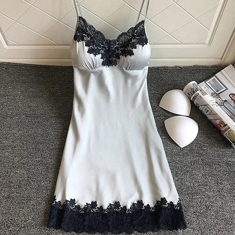 Women’s Silk Satin Nightdress – Sexy Lace, Sleepwear & Lounge Essential!