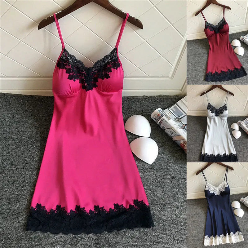 Women’s Silk Satin Nightdress – Sexy Lace, Sleepwear & Lounge Essential!