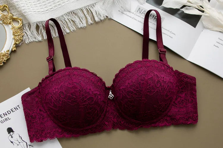 New Sexy Push-Up Bra, Underwire 1/2 Cup Lace Brassier