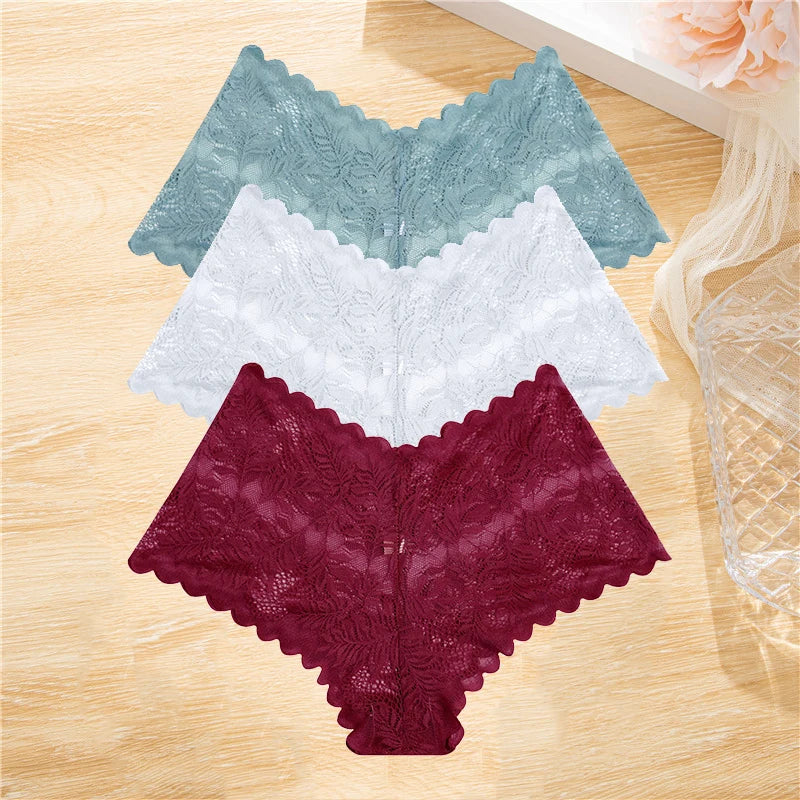 3PCS Lace Boyshorts – Low-rise, floral, sexy lace underwear