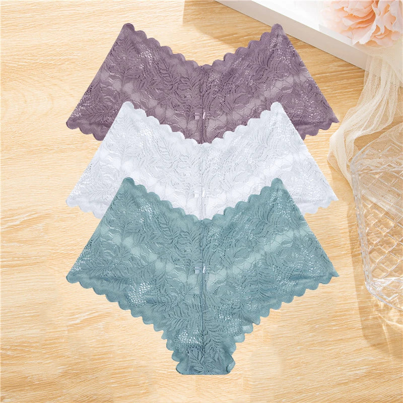 3PCS Lace Boyshorts – Low-rise, floral, sexy lace underwear