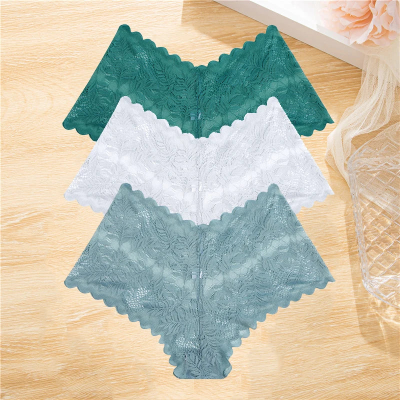 3PCS Lace Boyshorts – Low-rise, floral, sexy lace underwear