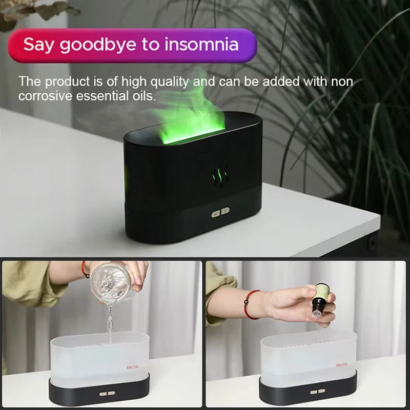 Vissko Aroma Flame Diffuser – 180ml Ultrasonic Humidifier & Essential Oil Lamp