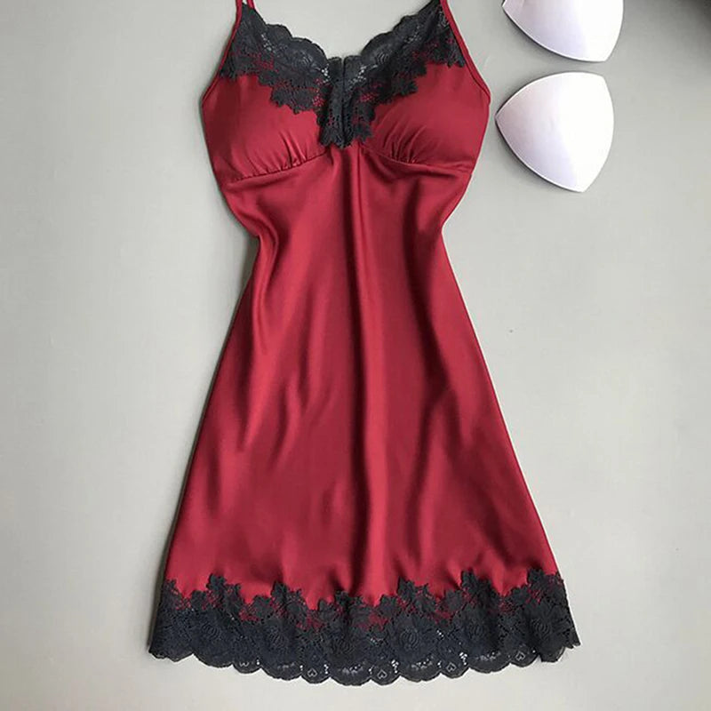 Women’s Silk Satin Nightdress – Sexy Lace, Sleepwear & Lounge Essential!