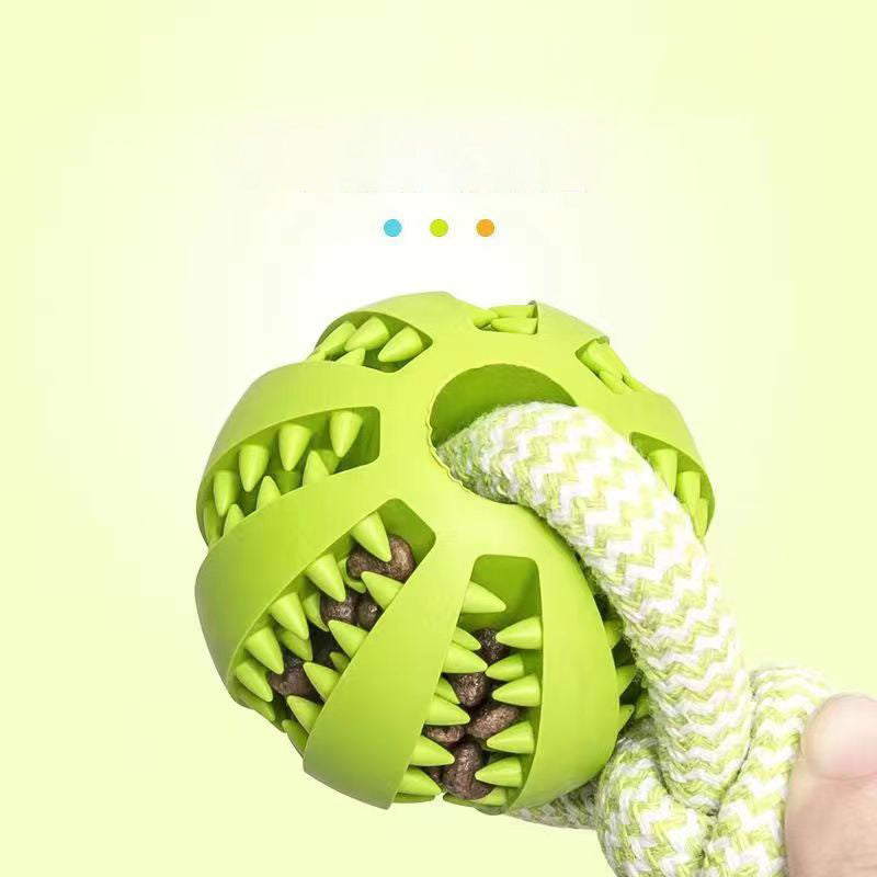 Interactive treat ball with hemp rope—durable, bite-resistant, and perfect for small dogs' chewing and dental care - Dailyy shoplio