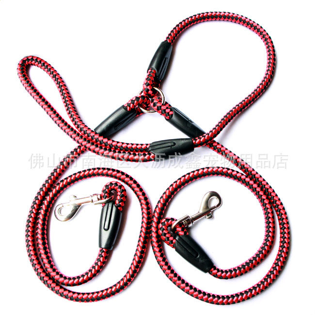 Double-ended traction rope for easy dog walking with leash and collar - Dailyy shoplio