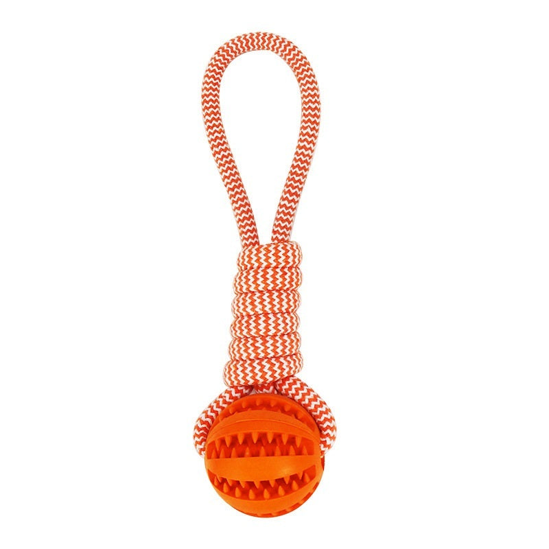 Interactive treat ball with hemp rope—durable, bite-resistant, and perfect for small dogs' chewing and dental care - Dailyy shoplio