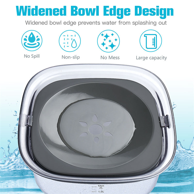 70oz Spill-Proof Dog Water Bowl – 2L Capacity, Transparent, Slow Drinking for Dogs & Cats - Dailyy shoplio