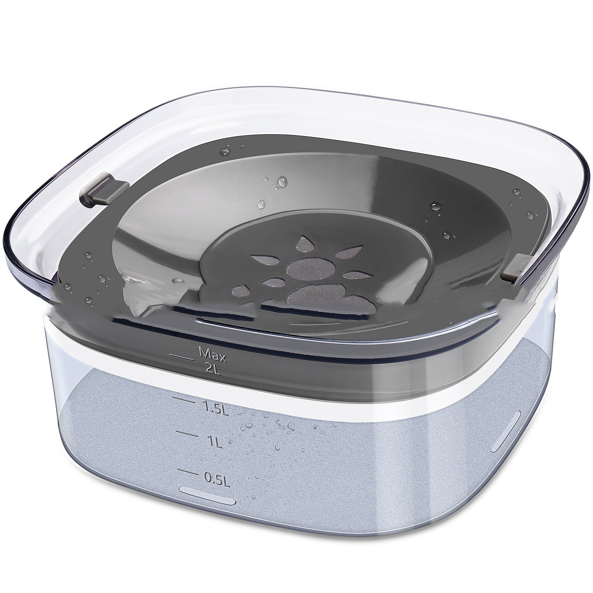 70oz Spill-Proof Dog Water Bowl – 2L Capacity, Transparent, Slow Drinking for Dogs & Cats - Dailyy shoplio