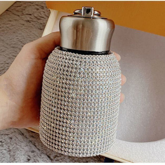 Stainless Steel Diamond-Encrusted Pot Belly Vacuum Flask