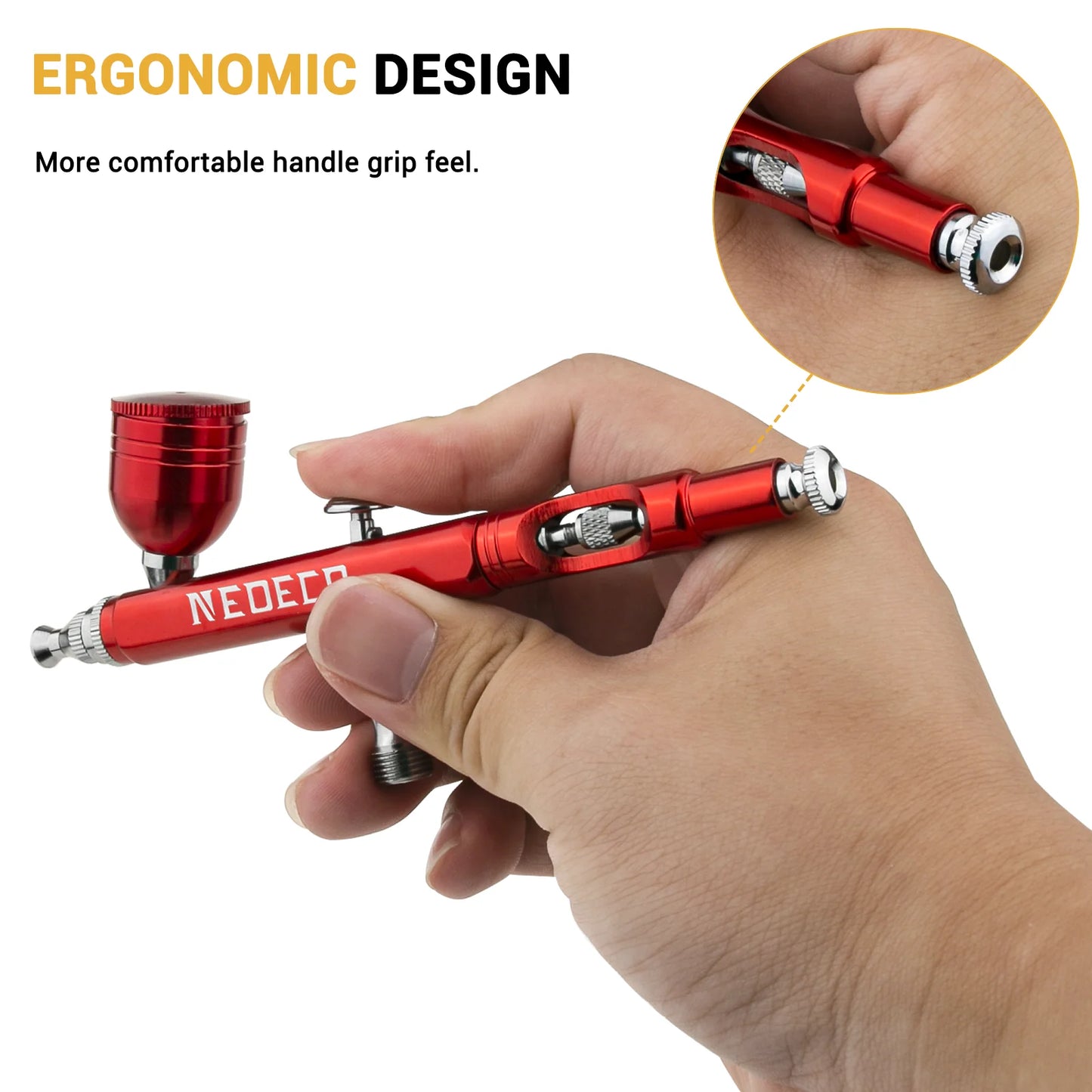 Neoeco Airbrush Kit – Dual-Action Gravity Gun with 3 Nozzle Sets for Makeup, Nail Art, and Painting