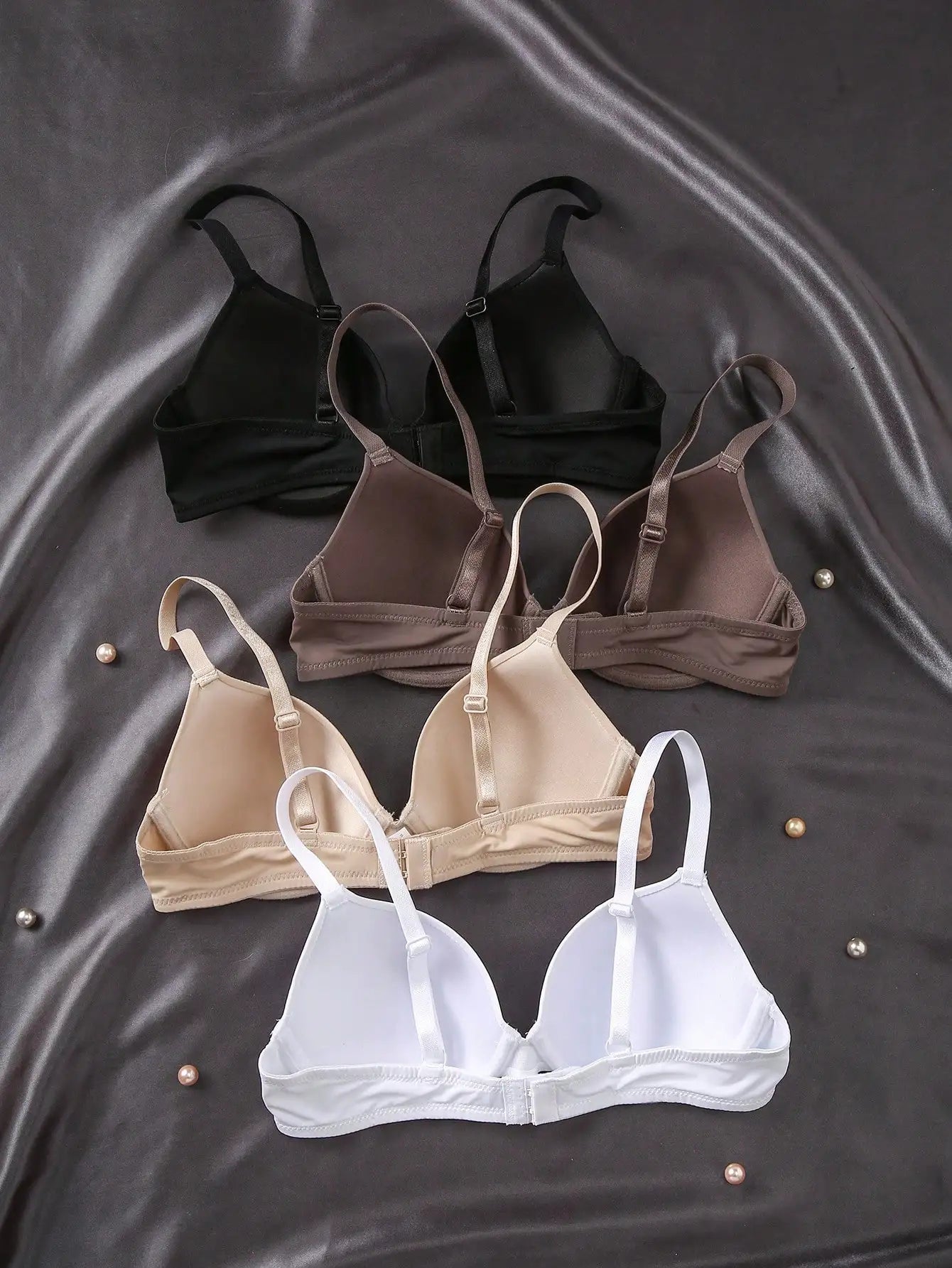 4-piece multi-color women's lingerie set, smooth, soft steel ring, comfortable push-up, versatile bra.