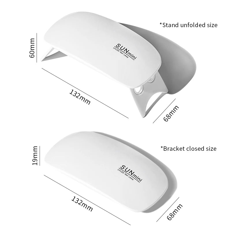 6W Mini UV LED Nail Lamp – Portable Gel Polish Dryer with USB Cable