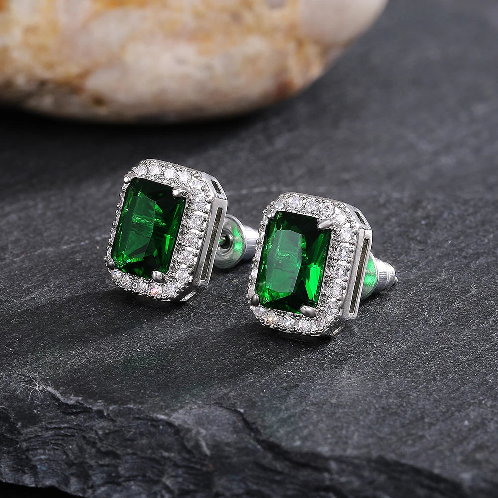 Green Zircon Stud Earrings