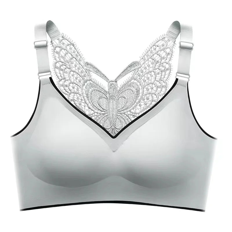 Sexy butterfly back seamless sports bra, no steel ring, shockproof, comfortable, gathering, large size.