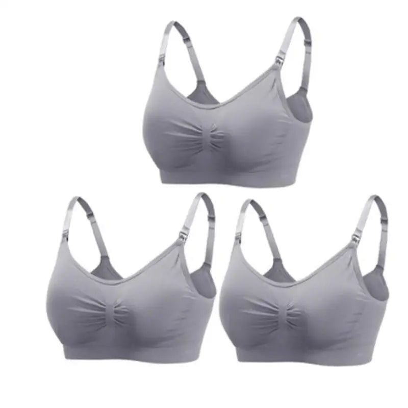 3pcs Maternity Nursing Bras – Seamless, Breathable, Cotton, Push-Up