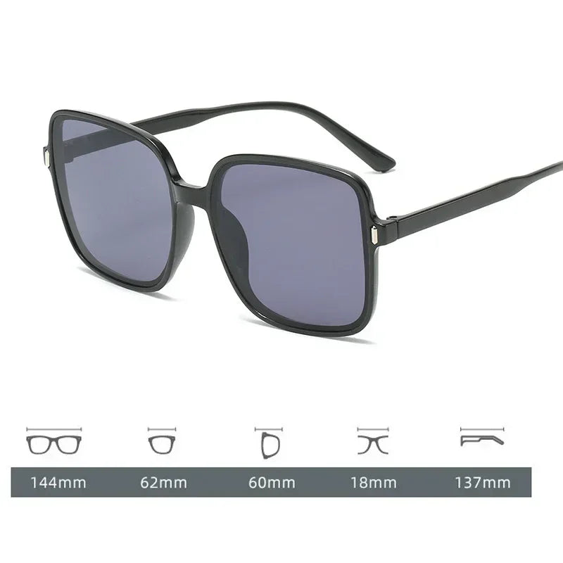 Oversized Gradient Square Sunglasses – Black, Trendy & Transparent