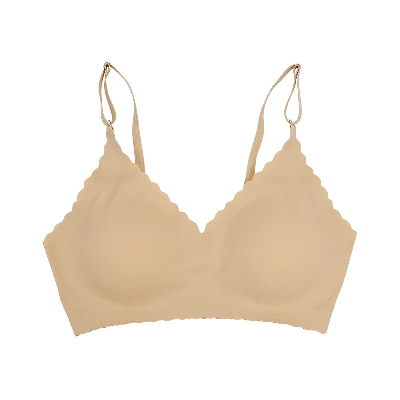 Seamless Wire-Free Padded Bra – 9 Colors, Wavy Edge, Invisible Yoga Wear