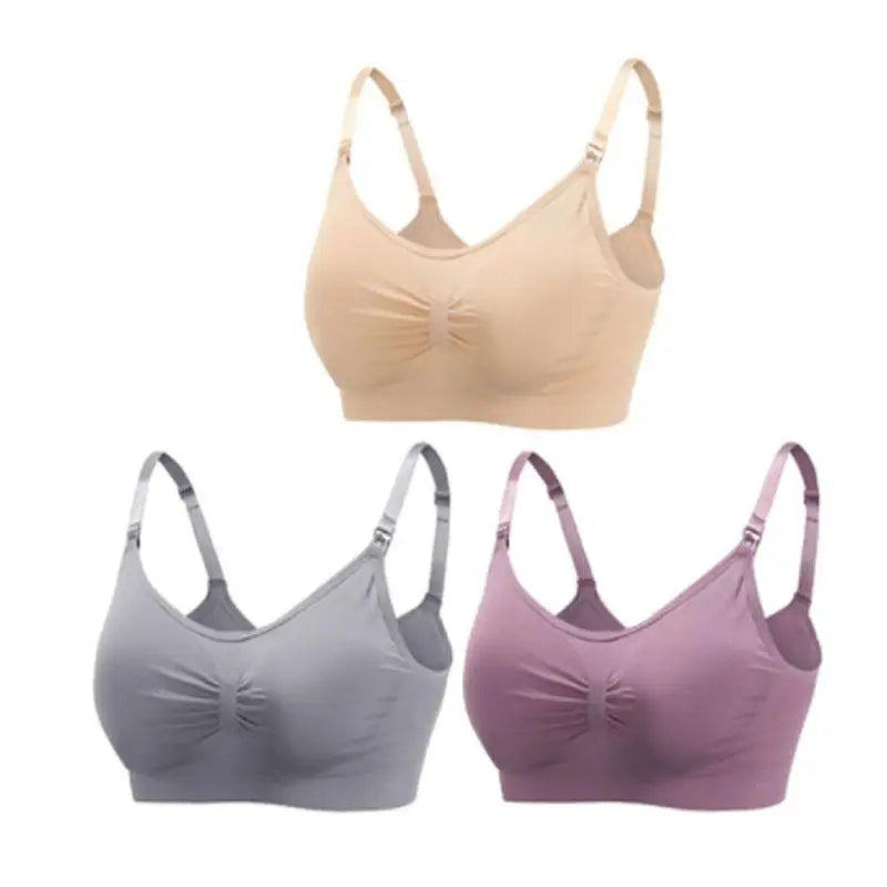 3pcs Maternity Nursing Bras – Seamless, Breathable, Cotton, Push-Up