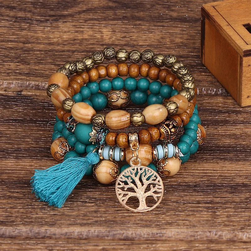 4pcs Bohemian Tree of Life Bracelet Set