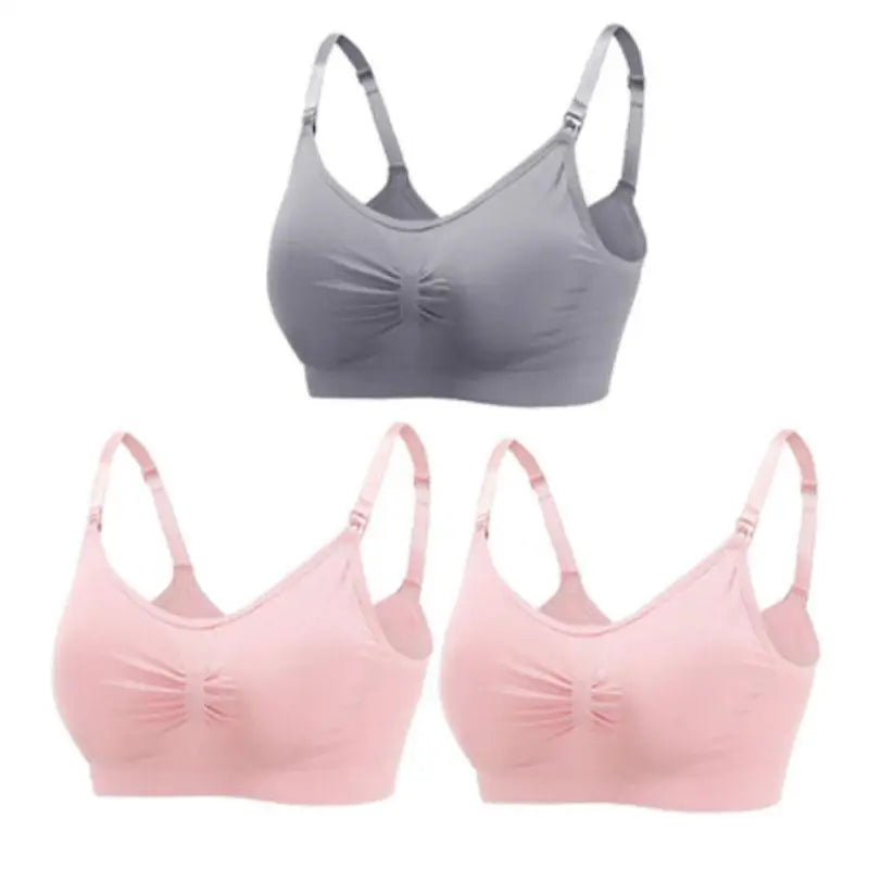 3pcs Maternity Nursing Bras – Seamless, Breathable, Cotton, Push-Up