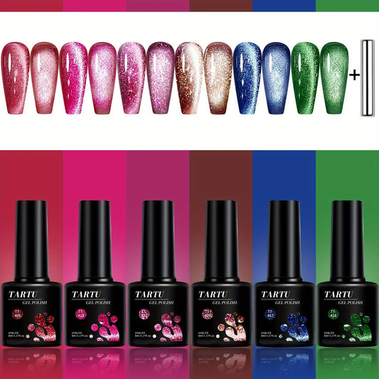 6pcs Cat Eye Gel Nail Polish Set – 8ml, UV/LED Soak Off, Salon & DIY Use
