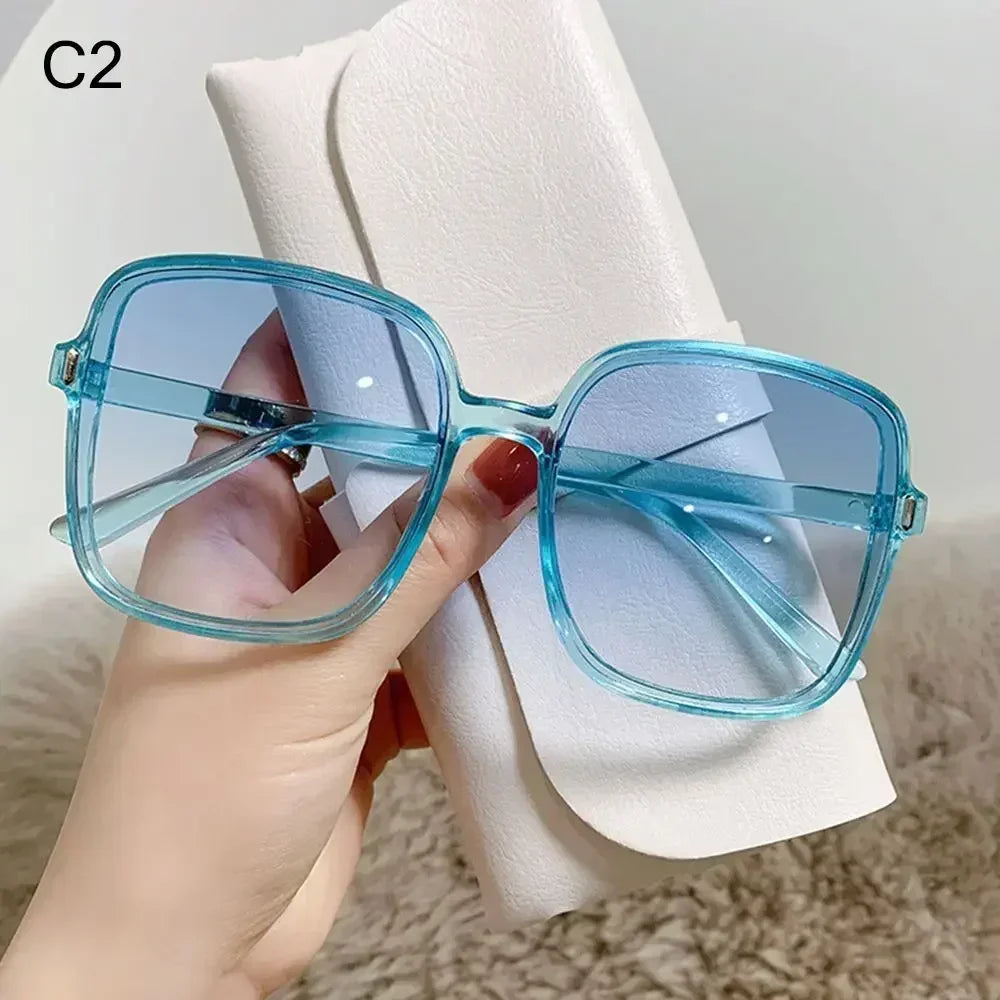 Retro Oversized Square Sunglasses – Vintage Gradient, Clear Lens, Chic Summer Style