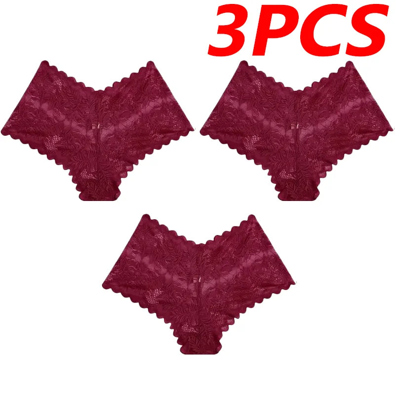 3Pcs Sexy Mesh Lingerie – Breathable Lace French Knickers