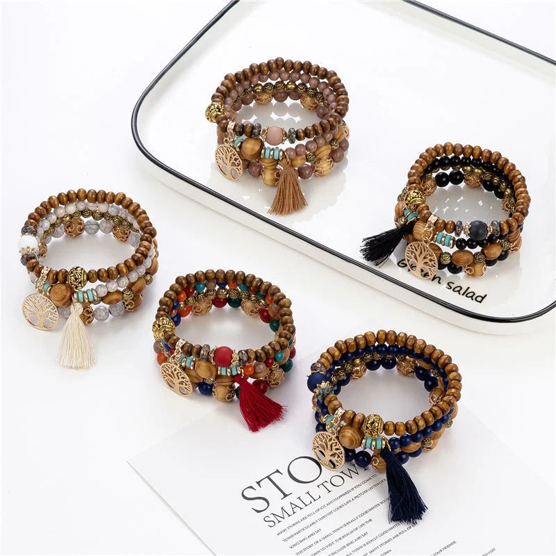 4pcs Bohemian Tree of Life Bracelet Set