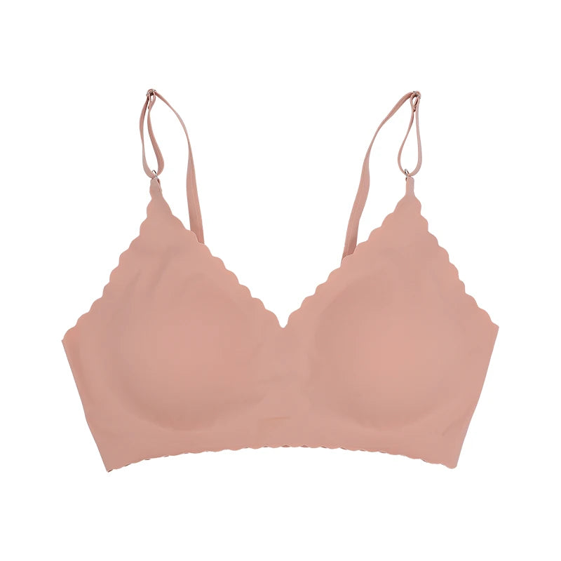 Seamless Wire-Free Padded Bra – 9 Colors, Wavy Edge, Invisible Yoga Wear