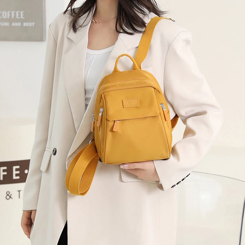 Mini Anti-theft Waterproof Nylon Backpack, Multi-pocketed for Travel & Office