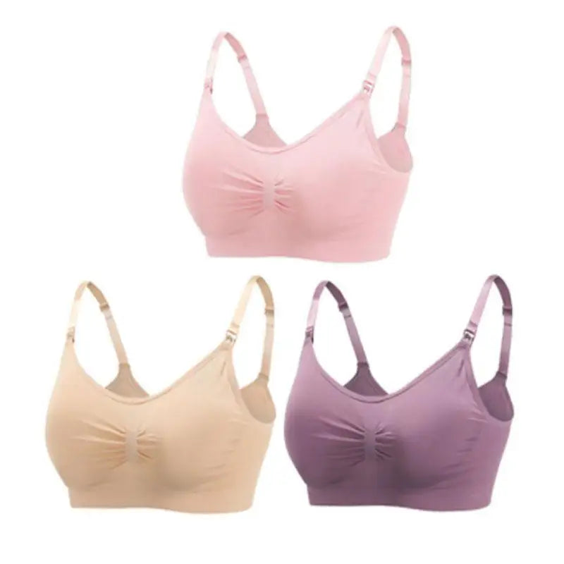 3pcs Maternity Nursing Bras – Seamless, Breathable, Cotton, Push-Up