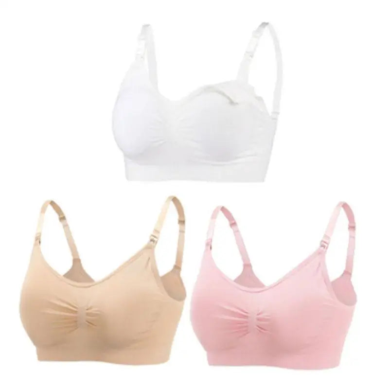 3pcs Maternity Nursing Bras – Seamless, Breathable, Cotton, Push-Up