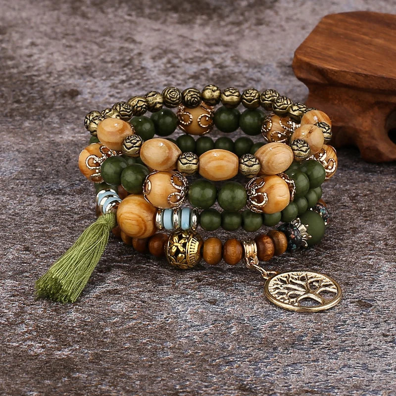 4pcs Bohemian Tree of Life Bracelet Set