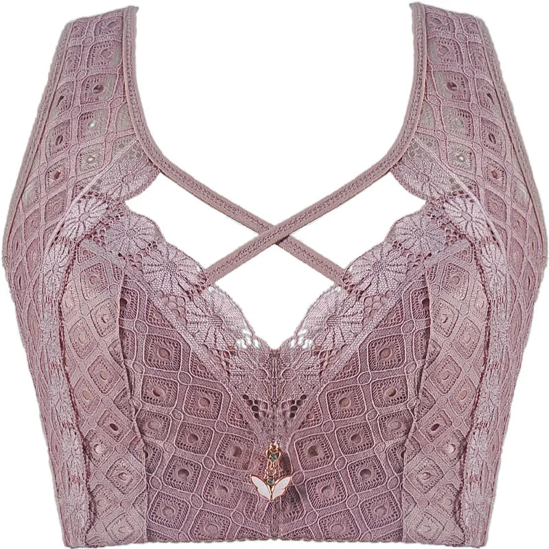 Lace Wireless Push-Up Bra – Hollow Out, Sexy Lingerie for Plus Size Women (C-D-E Cup)!